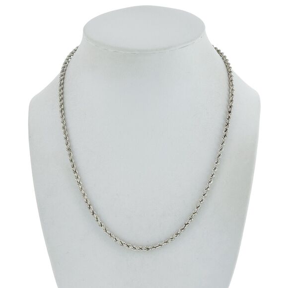 Vintage Italy UTC Sterling Silver 925 3.2mm Twisted Rope Chain Necklace 18" - Picture 1 of 5